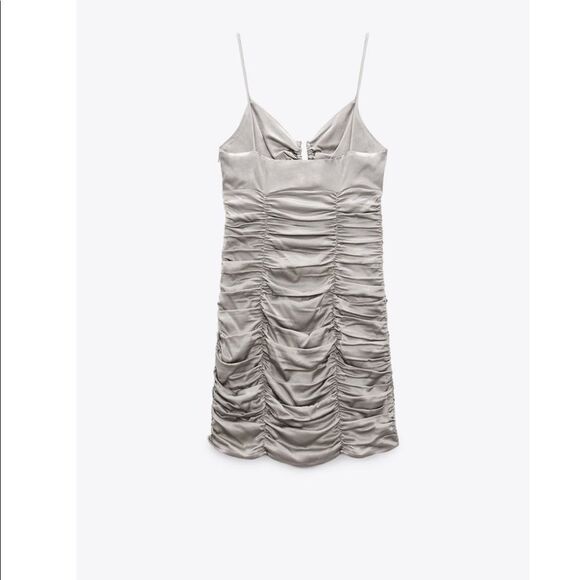 ZARA SATIN EFFECT DRAPED DRESS - Picture 5 of 6